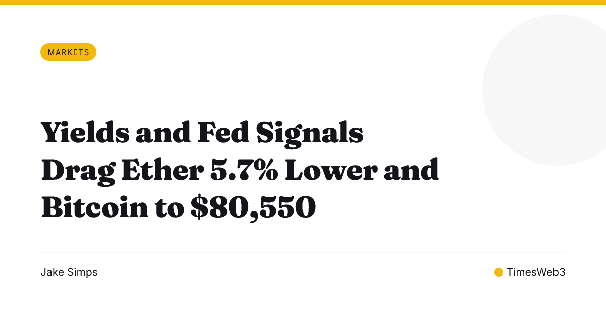 Yields and Fed Signals Drag Ether 5.7% Lower and Bitcoin to $80,550