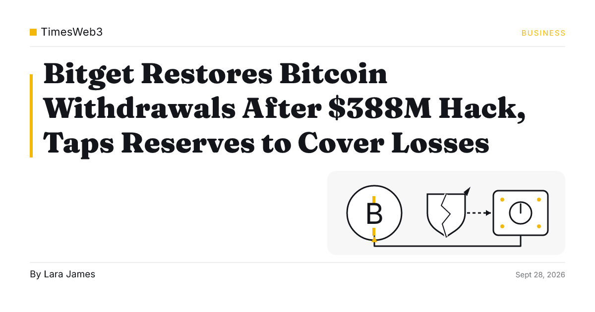 Bitget Restores Bitcoin Withdrawals After $388M Hack, Taps Reserves to Cover Losses