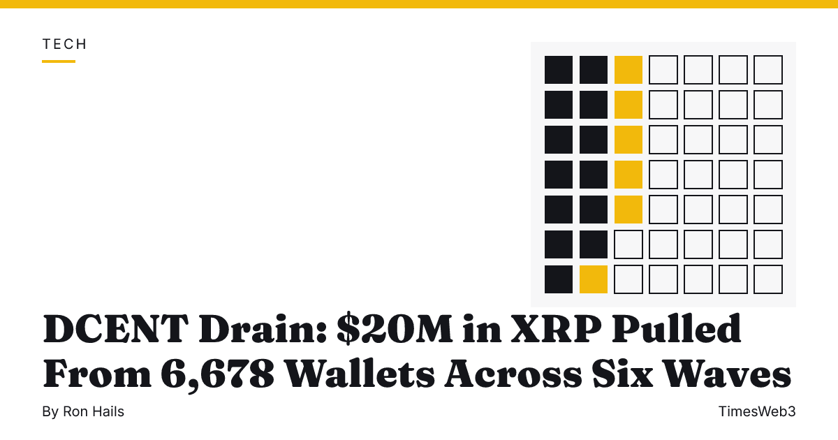DCENT Drain: $20M in XRP Pulled From 6,678 Wallets Across Six Waves